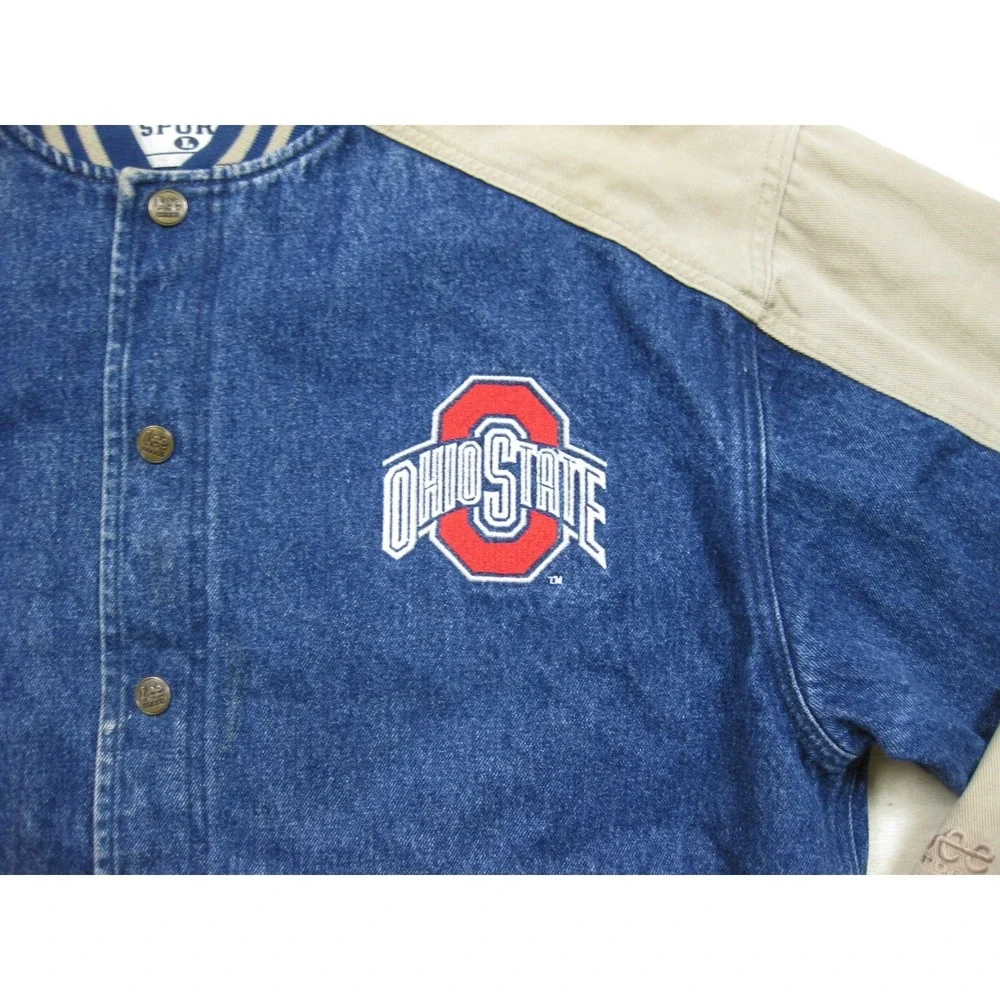 Vintage 90s Lee Sport Varsity Jacket Men's (L) Ohio State Buckeyes Denim